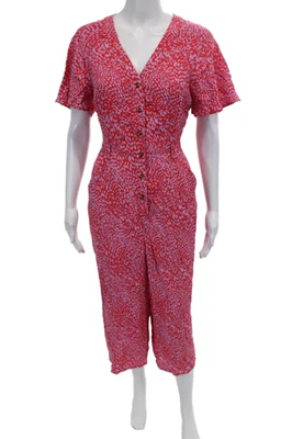 Mono Whistles Mujer Estampado Cuello en V Botón Delantero Pierna Ancha Rojo Combo Talla 6 Foto 1 de 4