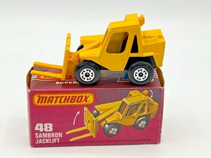 Vintage Matchbox Superfast 75 No.48f Sambron Jacklift Yellow Boxed, Very good. - Picture 1 of 16