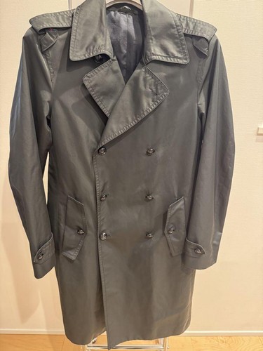 Gucci Trench Cappotto Doppiopetto Nero Poliestere Cotone Taglia 46 Usatoo