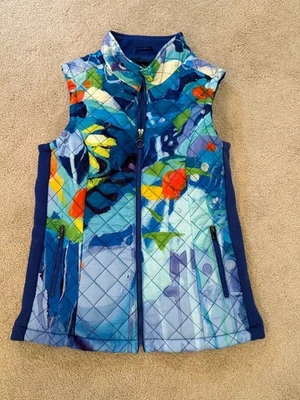 CLAIRE DESJARDINS FULL ZIP QUILTED PUFFER ARSTY WATERCOLOR VEST - SIZE S/P - Image 1 of 2