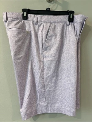 Greg Norman Shorts Mens 38 Performance Golf Microlux Stretch Purple Paisley EUC - Image 1 of 4