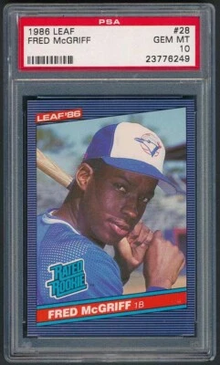 1986 Leaf Fred McGriff No28 PSA 10 GEM MT ***HOF*** - Изображение 1 из 2