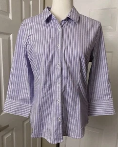 Chemise femme Allen Solly taille XL violette rayée boutonnée - Photo 1/6