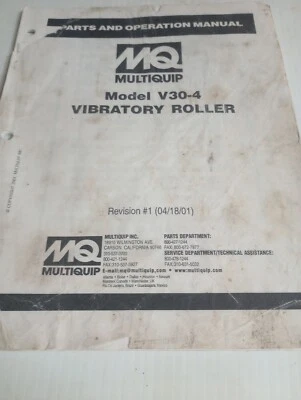 Multiquip V30-4 Vibratory Roller Parts Operation Owners Manual Book Catalog MQ - Image 1 of 4