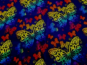 2 Yd David Textiles Grafiq Trafiq Multicolor Butterflies Navy Background - Picture 1 of 5