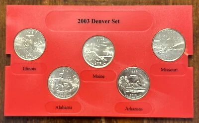 2003 D 50 STATE COMMEMORATIVE QUARTERS - 5 Coins - No Box & No Case - Image 1 of 2