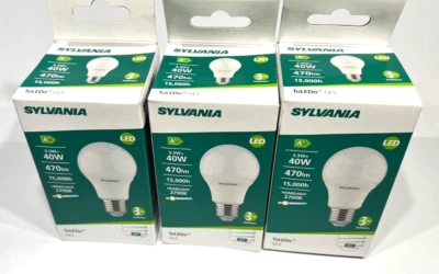 LED GLS Bulb 5.5w 2700k Warm White E27 Sylvania ToLEDo Pack of 3 Lamps 470 Lumen - Image 1 of 4