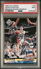 1998-99 UD Choice  Prime Reserve /100 John Stockton #182 PSA 9