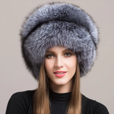 Nuevo Estilo Cálido Para Mujer Color Sombrero Beige Ártico Gorra de Piel de Zorro Talla 58 #34 Foto 1 de 4