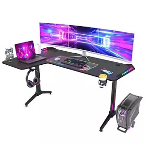 Large Standing Desk L Shaped, 60 Inch Gaming Desk, Rising Sit Stand Up Corner - Picture 1 of 26
