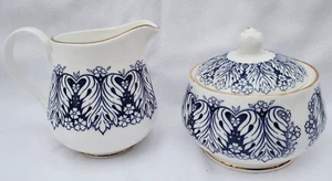 Azúcar Cuenco Crema Colección Allyn Nelson Azul Blanco Hueso China Hecho en Inglaterra - Imagen 1 de 7
