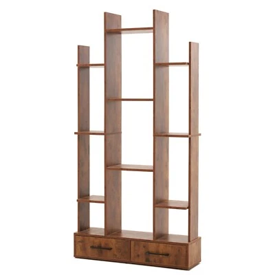 Ivinta Etagere Bookshelf with 12 Open Shelves, Tall Display Rack with 2 Drawers - Image 1 of 3
