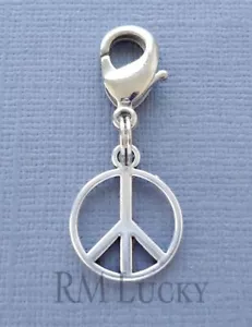 Peace Zeichen Clip On Charm Anhänger Karabinerverschluss passend für Gliederkette C127 - Bild 1 von 1