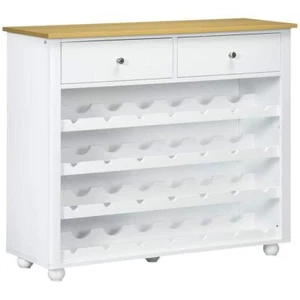Unbranded Kitchen Island 33.50" H, Wood 28-Bottle Wine Rack + 2-Storage Drawers - Picture 1 of 5