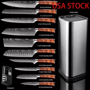 Set coltelli da cucina modello Damasco giapponese modello acciaio inox mandrino - Foto 1 di 38