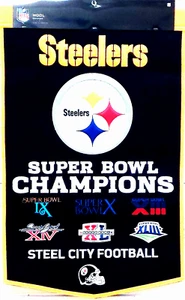 Pittsburgh Steelers Embroidered Wool Super Bowl Champions Banner 24x38 Inch New - Picture 1 of 1