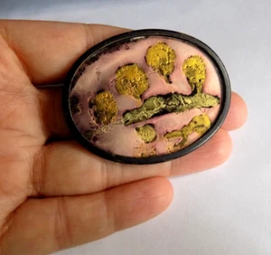 Broche Art Deco Vintage UHLIG Oro Rosa Negro Enmarcado - Imagen 1 de 3