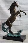 Expressive Rearing Horse Handcrafted Bronze Sculpture Statue Figurine Decor