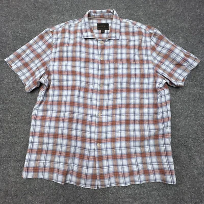 JOS A BANK Reserve Shirt Mens XL Linen Plaid Button Up Short Sleeve Casual - Image 1 of 4