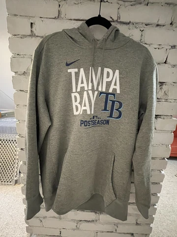 Tampa Bay Rays 2021 Postseason Hooded Sweatshirt Gray Size Large Nike Dri-Fit Cover