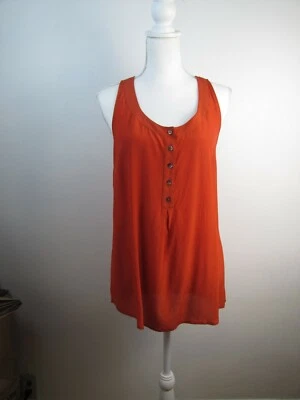 Odille Women's Size 4 Red Silk 5 Button Placket Scoop Neck Tank Top - Image 1 of 4