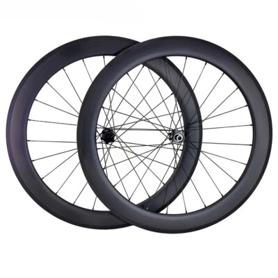 700c Road Bike Wheels Clincher Tubeless 60mm Depth 25mm Wide Carbon Wheelset Foto 1 de 4