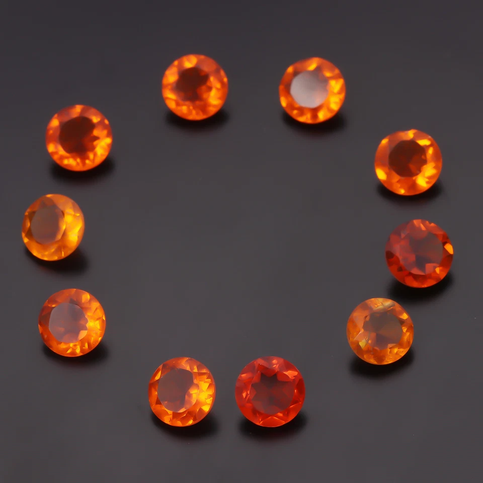 22.5 Ct./ 8 mm Round Cut Faceted Orange Topaz Loose Gemstones 10 Pcs Lot - Image 1 of 4