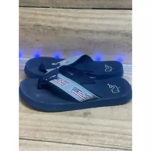 Vineyard Vines Boys Flag Whale Classic Flip Flop Sandal Blue Patriotic Slip On 1 - Picture 1 of 10