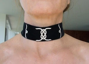VICTORIAN STYLE 1.80ctw DIAMOND ADJUSTABLE BLACK VELVET WIDE CHOKER NECKLACE - Picture 1 of 11