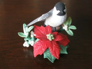 1997 Christmas Chickadee Lenox colección anual de esculturas de pájaros de Navidad - Imagen 1 de 7