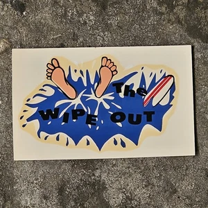 Vintage SURF DECAL 1960's surfing WIPE OUT hang 10 woody hot rod auto window van - Picture 1 of 5