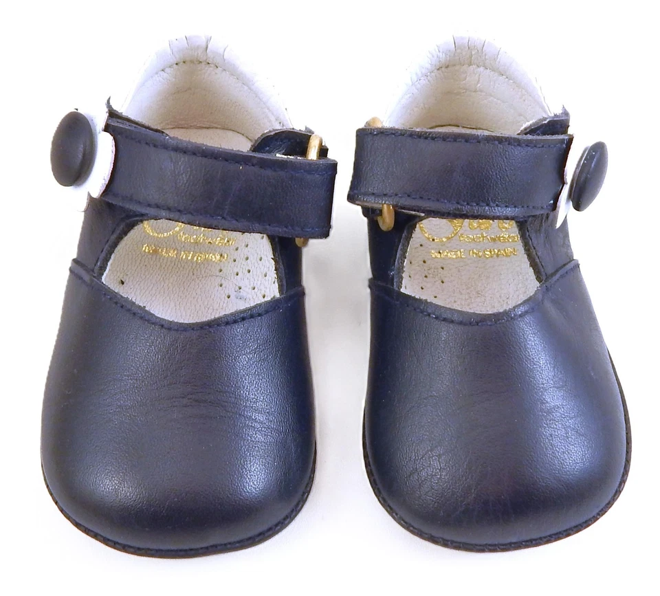 DE OSU/FARO - España - Zapatos para cuna de cuero electrónico azul marino para bebés niñas - Europeos 17 - Talla 2 Foto 1 de 4