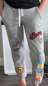 Legoland Girls Youth Medium Fleece Pants Sweats Graffiti 8 Legos Joggers *Rare* - Picture 1 of 6