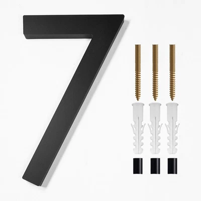 Dirección Gran Puerta Moderna Alfabeto Casa Flotante Número Letras Letrero #0-9 Negro Foto 1 de 4