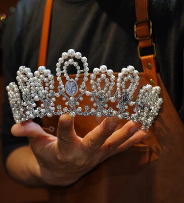 Vintage Zircon Bridal Tiaras Crowns Headpieces pearls Wedding Hair Accessory - Image 1 of 4