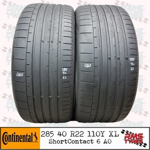 285 40 R 22 x2 Continental 110Y AO XL 3.8-4.7 mm Part Worn Used Tyres 28540R22x2 - Picture 1 of 16