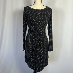 Michael Kors STARBRIGHT Kleid schwarz-weiß Front Twist Langarm Stretch Gr. M - Bild 1 von 6