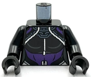 Lego Nueva Minifigura Torso Negro Armadura Femenina Tubería Plateada Púrpura Oscuro Midriff Parte - Imagen 1 de 1