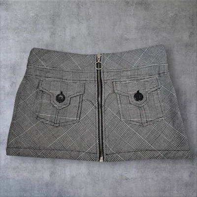 Vintage Wet Seal Black White Plaid Full Zip Micro Mini Skirt Size 3 Juniors N94 - Image 1 of 4