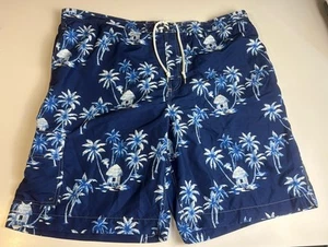Chaps Men’s Swim Board Shorts Size 2XLT Blue Hawaiian Tropical Lined Flat Front - Picture 1 of 8