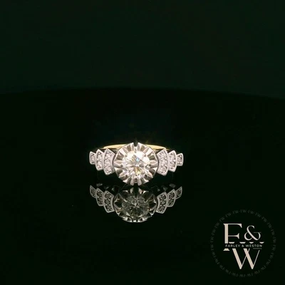 Anillo de diamantes de oro de 18 quilates Farley y Weston multi piedra Art Deco floral Foto 1 de 4