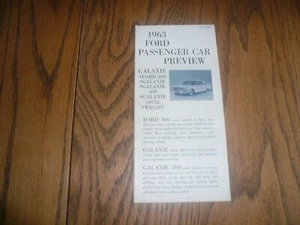 1963 Ford Passenger Car Preview Brochure - Vintage - Picture 1 of 4