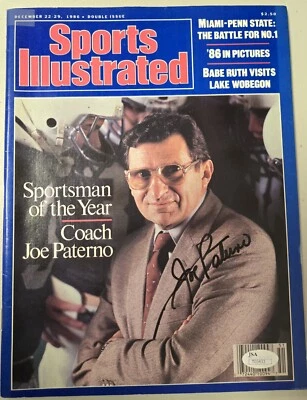 Joe Paterno Signed Penn State Football Sports Illustrated Mag 12/22/86 JSA Auto  - Image 1 of 3