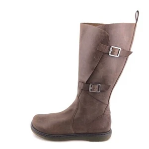 Dr Martens Caite Tall Riding Boots Womens Size 10 EU 42 Brown Leather Zip Buckle - Picture 1 of 15