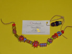 Lampwork Glass Bead String Set Handmade by Sherry Bellamy ~ Orcabeads Lot of 2 - Picture 1 of 11