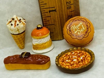 Caramel Desserts Eclair Ice Cream Puff Pastry French Feves Dollhouse Miniatures - Image 1 of 4