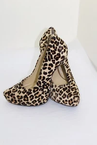 Kelsi Dagger Womens Brette 8.5M Leather Cheetah Print Pony Hair Platform Pumps * - Picture 1 of 5