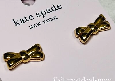 Kate Spade Double Bow Gold Tone Stud Earrings KA264 Holiday Birthday Small - Image 1 of 4