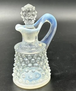 Vintage Fenton Moonstone Opalescent Hobnail Oil Cruet With Stopper - Picture 1 of 6
