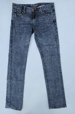 Amethyst Jeans Size 9 Black Denim Light Wash Low Rise Five Pockets White Stitch - Image 1 of 4